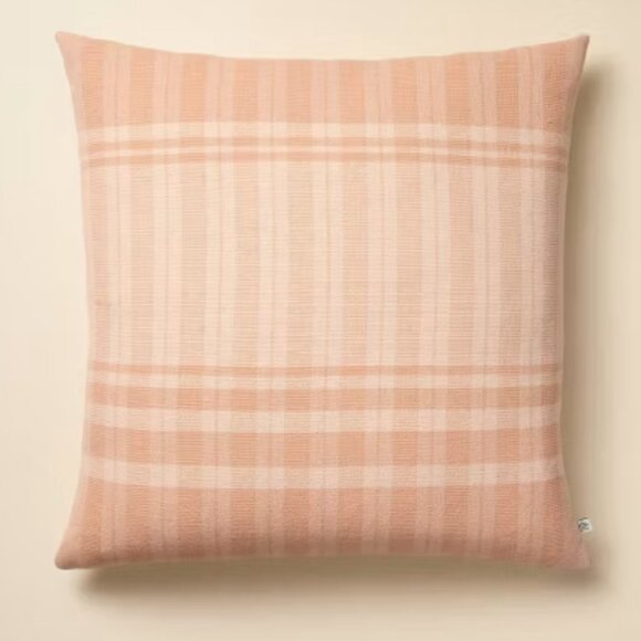 Hearth & Hand with Magnolia 24"x24" Tonal Plaid Square Throw Pillow Blush - Picture 1 of 4